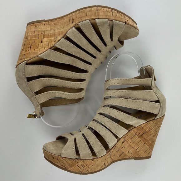 Cordani Made in Italy Electra Wedge Suede Cage Platform Sandal - Picture 2 of 16